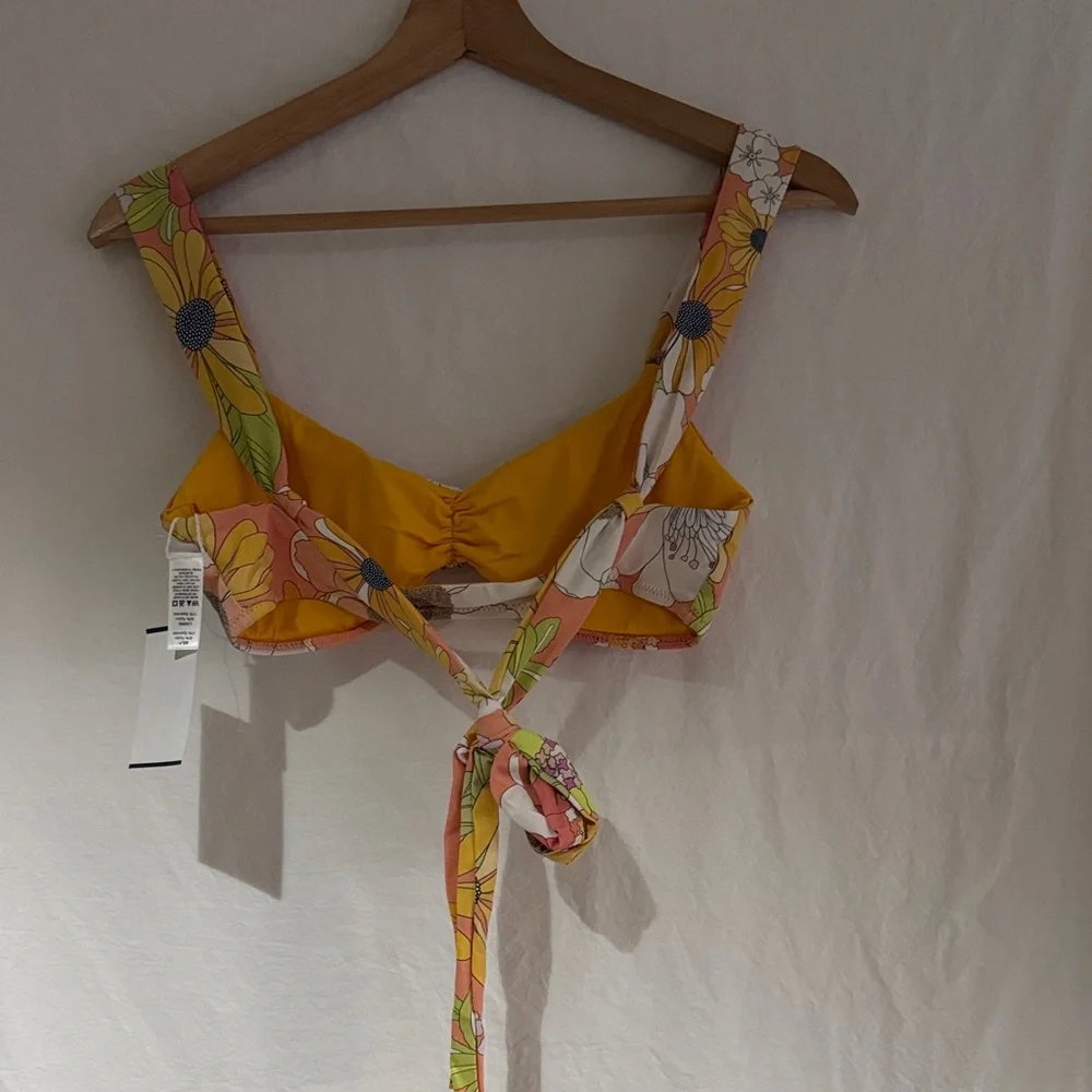 Wet Retro Floral Bikini Top - Pink and Yellow